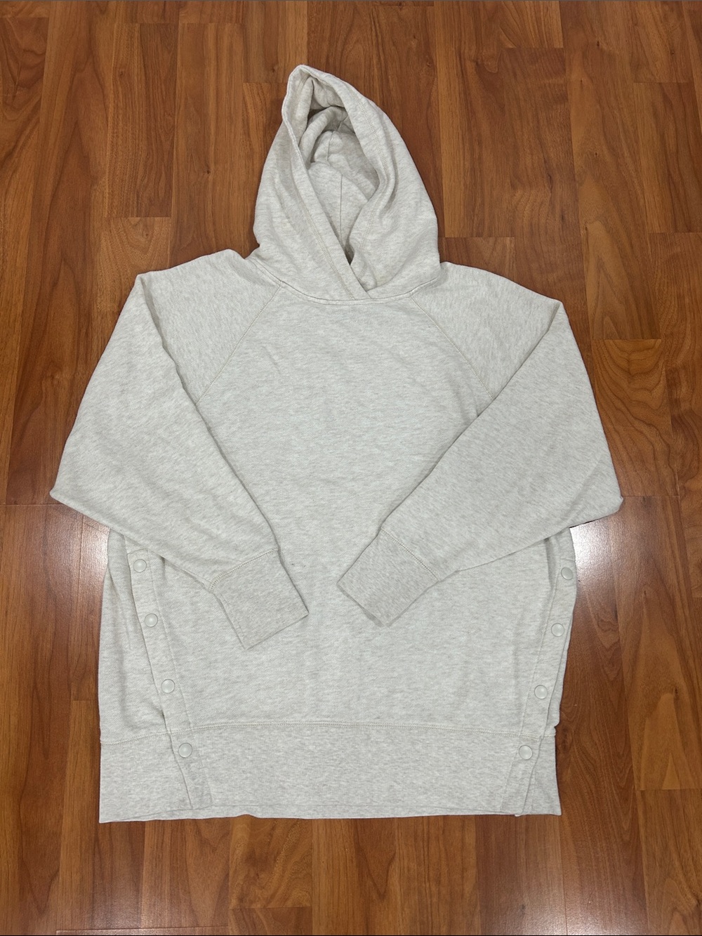 aerie Light Gray Hooded Pullover with Side Snap Detail